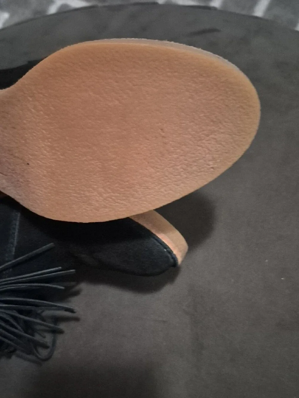 Black Suede Ankle Boots with Tassel Detail - Women